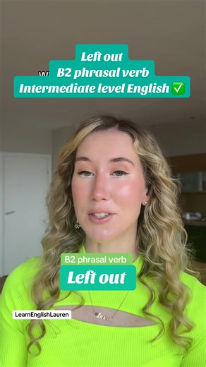 🚫 Phrasal Verb: Left out (B2) ✅ Meaning: to not include someone or something, or to make someone feel excluded. 💬 Examples: – “I felt left out when they made plans without me.” – “She was left out of the meeting by mistake.” – “Don’t leave anyone out — everyone should be invited.” 💡 Use “left out” when talking about exclusion, socially or in work/study situations. #LearnEnglish #PhrasalVerbs #englishtips #vocabulary #realenglish