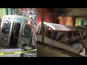 Subway train derailment at Chicago airport station injures 30; Boston train derails - Compilation