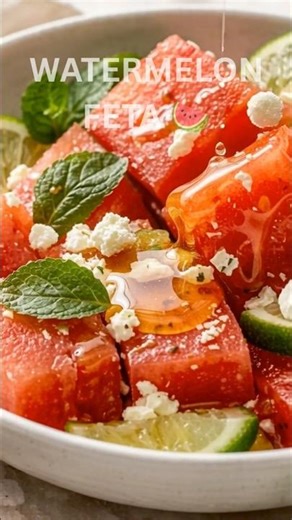 Watermelon feta salad mint summer recipe! #foodshorts #watermelon