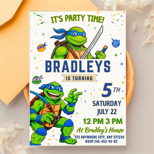 Ninja Turtles Birthday Invitation, Editable Karate Party Template (digital Download) - Etsy UK