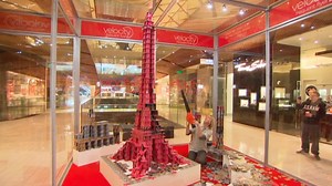 Bryan Berg, card stacking master, builds the Eiffel Tower