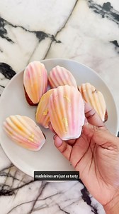 Madeleines, cookie or cake? While they’re made with a sponge cake batter, many categorize them as a cookie. These saffron madeleines are perfect for Diwali. Use a small fluffy brush and powdered food coloring to create an Indian sunset vibe with soft oranges and pinks. Find the recipe in the cookbook Desi Bakes and in the link in bio. | Bon Appétit Magazine