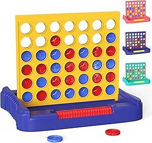 4 in a Row Game Large, Board Game for Kids, Four in a Line, Line Up 4, Classic Family Fun Games for 3 4 5 6 7 8 9+ Year Old Children Boys Girls Adults Yellow (6 Spare Discs Included)