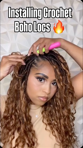 Natural Hair Lover💓♈️👑🐝✨ on Instagram: "Comment “Locs” for the link to the hair & video. New Crochet Boho Locs. This install was extremely easy. I made the illusion crochet method. I placed individual boxes in the front & braided down the back. It allowed my crochet locs to look more natural & lay flat. This install was extremely easy & fast. Full video on YouTube. Link in bio 💕 Hair @toyotress_hair_official Use miya50 to get 50% off #crochetlocs #crochethairstyles #fauxlocs #softlocs #croch