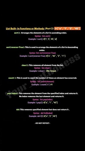 List built in functions #python #class11 #class12 #fypシ゚viral #fypage #python #lists #fypyoutube