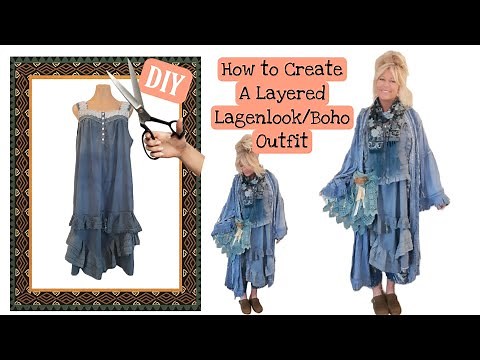 Sewing Tutorial , How To Make An Upcycled Layered Lagenlook Boho Outfit / Thrift Flip