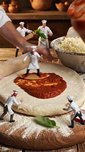 Tiny Chef Makes GIANT Pizza Dough! You Won't Believe the Size #shorts #cooking