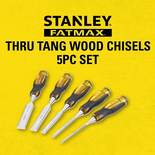 Get your hands on a STANLEY® FATMAX® 5 Piece Thru Tang Chisel Set. Superior Thru Tang design with a 50% stronger* handle for extra reassurance and durability | Stanley Tools UK