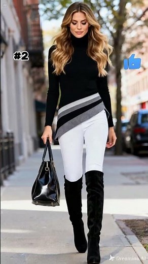 New Fashion Trends: Elegant Outfits with Over-the-Knee Boots & Turtlenecks