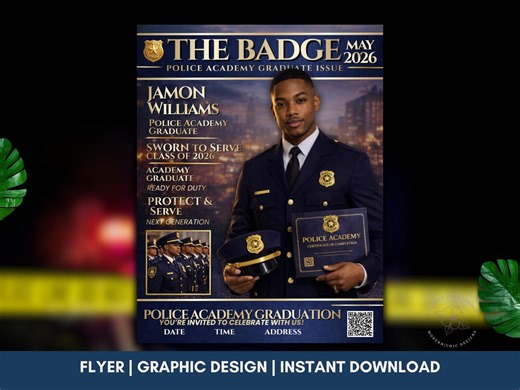 Police Academy Graduation Magazine Cover Invitation Template (digital Download) - Etsy