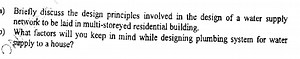 Water Supply Network Design and Plumbing System Designa) Brie... | Filo