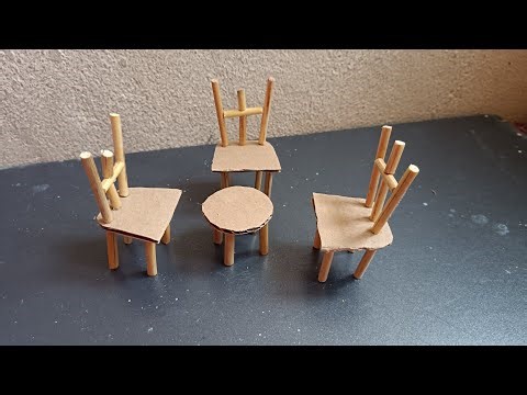 How to make cardboard mini chairs 🪑 and table/Diy easy miniature chairs and table..