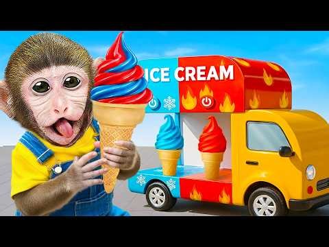 Monkey MoMo and a Boy Visit the Ice Cream Machine and Create Magic 🍦✨🐒 | MoMo Monkey Life