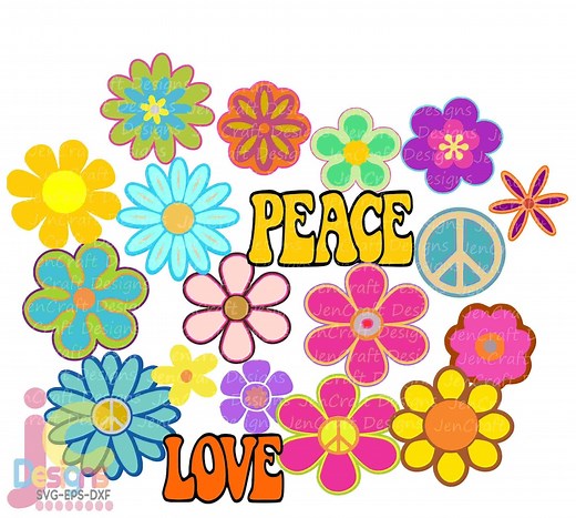 Retro Groovy Flower SVG Bundle: 60s-70s Peace & Love (digital Files) - Etsy