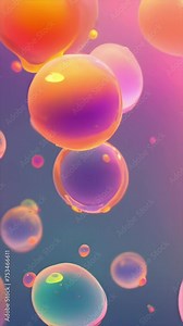 Vertical videos of Abstract background of floating 3d bubble with multi-colored gradient and calming rhythm motion, asmr.