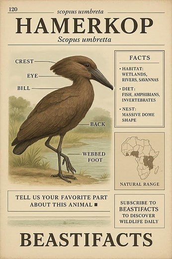Hamerkop Anatomy Infographic: The Builder of the Wetlands 🐦🏞️