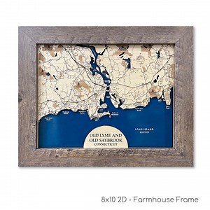 Old Lyme Map, Old Saybrook Map, Connecticut Map, Long Island Sound Map, Custom Map, 3D Wood Map, Nautical Decor, River Decor, River Gift - Etsy