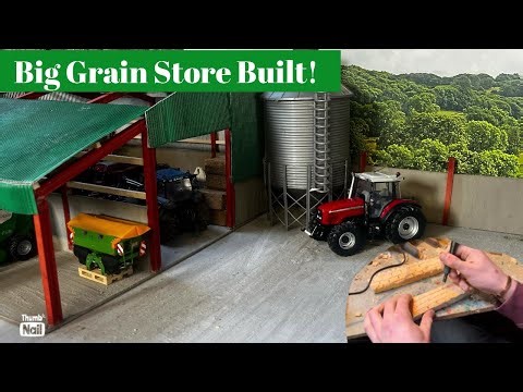 NEW BIG GRAIN STORE BUILT + STONE WALL TUTORIAL - The Big 1/32 Model Farm Build #9