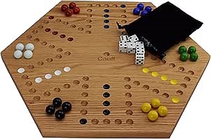 Solid Oak Double Sided Marble Board Game Hand Painted by Cauff (20 inch Oak)