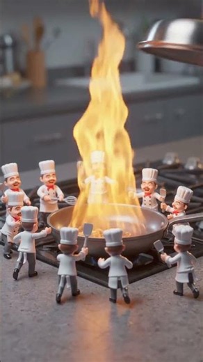 Tiny Chefs vs Kitchen Fire! 🔥🍳#TinyChefs #KitchenFire #MiniatureWorld #3DCGI #Animation #FireSafety