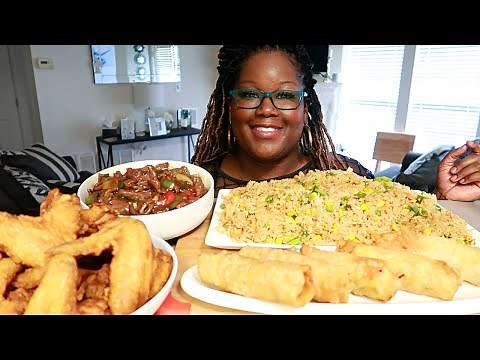 HOMEMADE CHINESE TAKE-OUT MEAL FRIED CHICKEN WINGS SHRIMP EGG-ROLLS PEPPER STEAK VEGGIE FRIED RICE