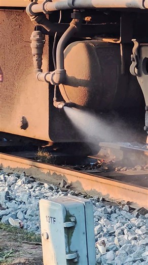 Steam is being emitted from the train engine. #usa #video #train #steam