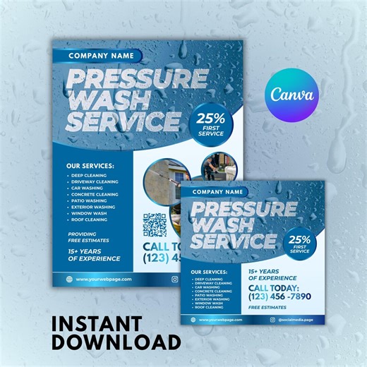 High Pressure Wash Service Flyer Template, Window Cleaning, Power Washing Leaflet, CANVA - Etsy