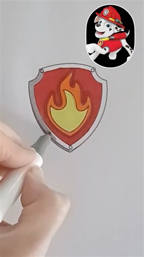 ❤️🔥Paw Patrol Badge Coloring | Marshall #shorts #coloring #pawpatrol