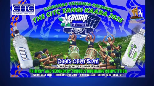 🥁 Pump the Beat Drumming Competition is ON! Get ready to feel the rhythm and watch the sticks fly! 🔥 🎶 The beats are loud, the talent is fierce – and you don’t want to miss it. 🎟️ Come cheer for your favorites and be part of the energy! 👉 Don’t just hear about it – be there! #PumpTheBeat #DrummingCompetition #LiveRhythm | Ministry of Cultural Development Cook Islands