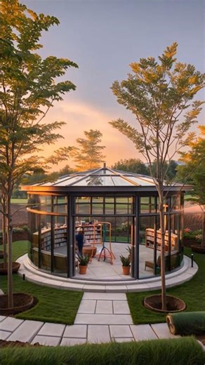 Circular Glass Ring Around Shipping Containers: Library Lounge Build Time-Lapse