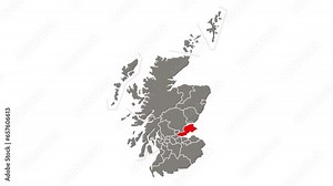 Fife council area blinking red highlighted in map of Scotland
