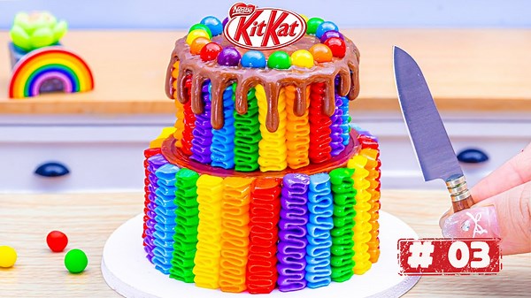 How to Make Mini Rainbow Kitkat Cakes Decorating Yummy Miniature Cake Part 2