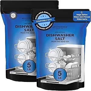 Aromasong Dishwasher Salt 10 LB - 100% Natural Water Softening Agent Compatible with Bosch, Miele, Whirlpool, Thermador and Mor... For Cleaner Dishes & Washer Reactivation (packaging may vary)