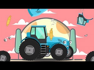 Мультик про синий трактор. Собираем синий трактор из деталей на картинке