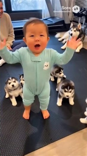 Little Baby Howls & Husky Replies Instantly — Too Cute! 🐺😍