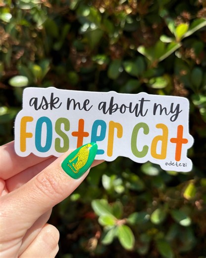Ask Me About My Foster Cat Sticker | Weatherproof Vinyl Sticker for Laptop, Water Bottle - Etsy