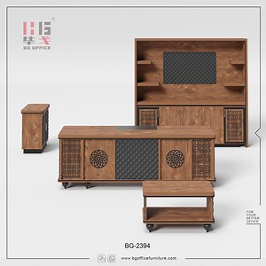 [Hot Item] Luxury Classic Wooden Table Furniture Boss Desk with Bookshelf Coffee Table