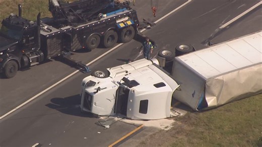 I-485 ramp reopens after tractor trailer flip