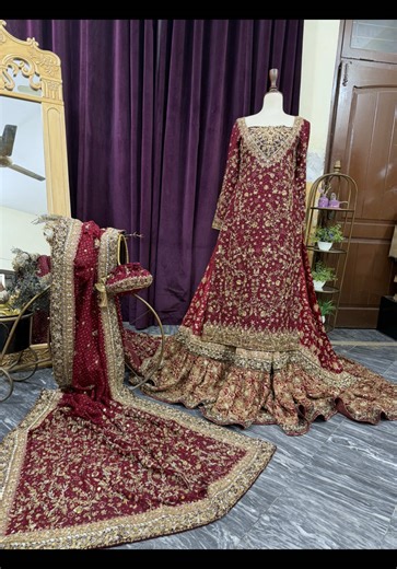 Timeless Farshi Lehenga by Ahmad Sultan for Rent