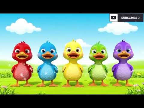 Five colors learn with five adorable little Ducks 3D animated cartoon style