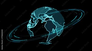 global network wireless connection simulation on monitor digital technology large station ring