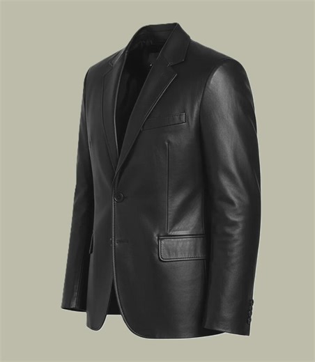 Men's Lambskin Leather Blazer - Two-button Black Jacket Coat - Etsy