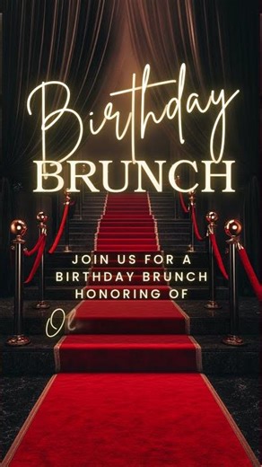 VIP Red Carpet Birthday Brunch Invitation | Glam Animated Canva Template