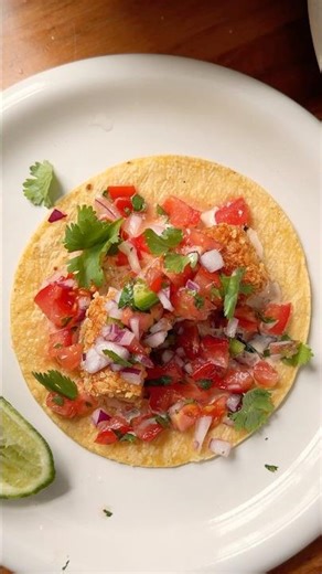 Fish tacos with a corn chip crust