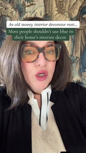 Kiki Astor on Instagram: "Everyone thinks choosing a Farrow & Ball blue makes them an interior designer and guarantees an old money interior. It doesn’t. That’s how you end up with a very earnest, very Scandinavian dental office look. Traditional homes use blue differently. Old money blue is layered, timeworn, and more complicated — mixed with antiques, warm woods, brass, books, porcelain, and pattern on pattern. Grand millennial rooms I have adopted these concepts if they want to be successful.