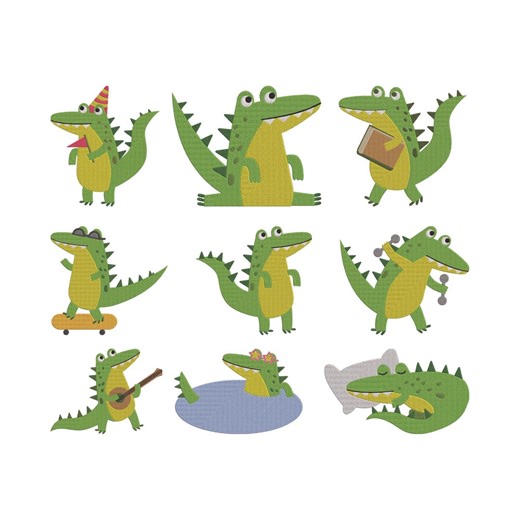 Crocodile Embroidery Design, Cartoon Animal Gator Machine Embroidery File, 9 Design, 9 Size, Instant Download - Etsy
