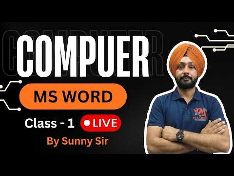 MS Word Computer class -1 By Sunny Sir || Live Class 🔴For PSSSB