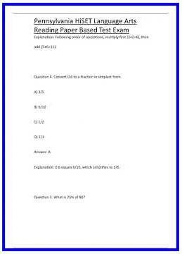 Pennsylvania HiSET Language Arts Reading Paper Based Test Exam 636x882