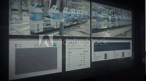 Modern Factory Production Program Inspects And Controls Production Line With Advanced Technology. Monitoring Modern Factory Production Flow. Program For Modern Automated Factory Production Stock Video