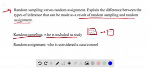 Random sampling versus random assignment Explain the difference between the types of inference that can be made as a result of random sampling and random assignment. | Numerade